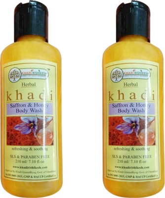 Khadi Rishikesh Herbal Saffron & Honey Body Wash combo set pack of - 2 x 210 ml (420 ml)(2 x 210 ml)