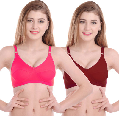 Cup's-In N_R_Cup Bra Women Minimizer Non Padded Bra(Pink, Maroon)