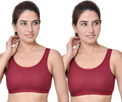 STOGBULL Cotton Lycra Sports Bra Combo pack for Girls and Women for Yoga, Gym, Running Women Sports Non Padded Bra(Maroon)