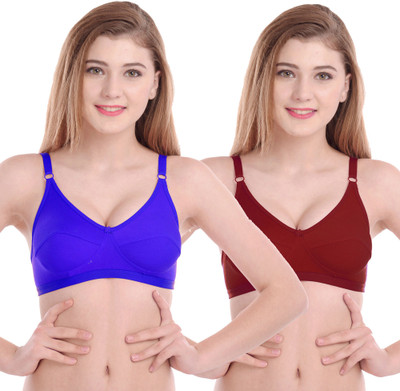 PIBU N_R_Cup Bra Women Minimizer Non Padded Bra(Blue, Maroon)