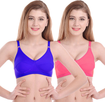 PIBU N_R_Cup Bra Women Minimizer Non Padded Bra(Blue, Pink)