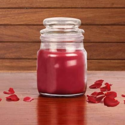 BHARTI TRADERS Fragranced Jar Candle Pack of 1 - Rose Candle (Red, Pack of 1) Candle(Red, Pack of 1)