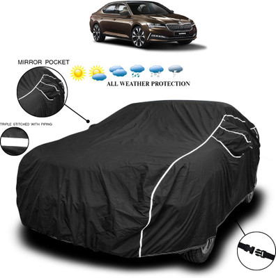ANTHUB Car Cover For Skoda Rapid (With Mirror Pockets)(Black)