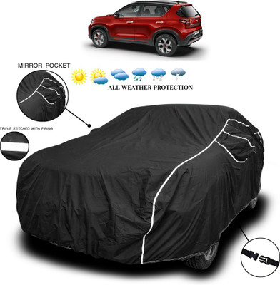 SEBONGO Car Cover For Kia Rio (With Mirror Pockets)(Black)