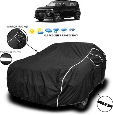 ANTHUB Car Cover For Kia Sonet (With Mirror Pockets)(Black)