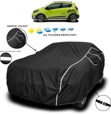 SEBONGO Car Cover For Chevrolet Beat (With Mirror Pockets)(Black)