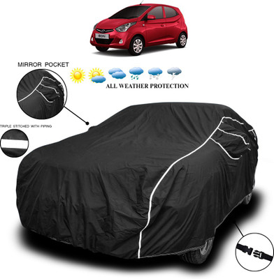 SEBONGO Car Cover For Hyundai Elite i20 (With Mirror Pockets)(Black)