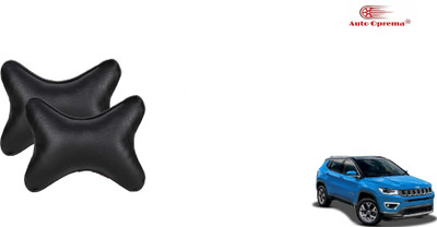Auto Oprema Black Leatherite Car Pillow Cushion for Universal For Car(Rectangular, Pack of 2)