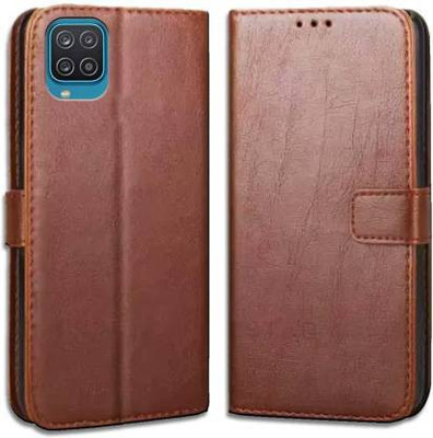 Chaseit Flip Cover for Samsung Galaxy A12(Brown, Shock Proof, Pack of: 1)