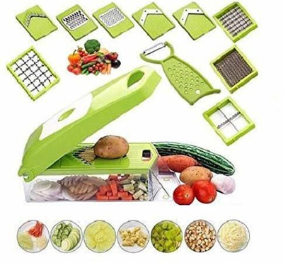 MilanEnterprise 12 In 1 Plastic Multipurpose Kitchen Jumbo Unbreakable Veg Chipser, Slicer, Grater, Peeler Container Food Cutter Vegetable , Fruit Chopper (PACK OF 1) Vegetable Chopper(1 X 12 IN 1 JUMBO VEGETABLE CHOPPER)