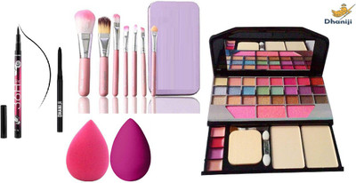 Dhaniji BLACK Waterproof,Smudge Proof Kajal & 36H Eyeliner, 2 Washable Makeup Sponge Beauty Blender Puff with Set of 7 Makeup Brushes include storage box& All in One Best Makeup kit 6155 (Eyeshadow,Blusher,Compact,Lip Gloss (6 Items in the set)(6 Items in the set) Dhaniji BLACK Waterproof,Smudge Proof Kajal & 36H Eyeliner, 2 Washable Makeup Sponge Beauty Blender Puff with Set of 7 Makeup Brushes include storage box& All in One Best Makeup kit 6155 (Eyeshadow,Blusher,Compact,Lip Gloss (6 Items in the set)(6 Items in the set)