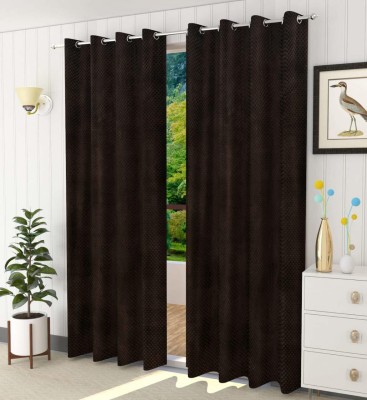 SB Textiles 213 cm (7 ft) Velvet Blackout Door Curtain (Pack Of 2)(Solid, Coffee)