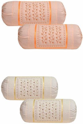 manvicreations Cotton Bolsters Cover(Pack of 4, 75 cm*40 cm, Peach)