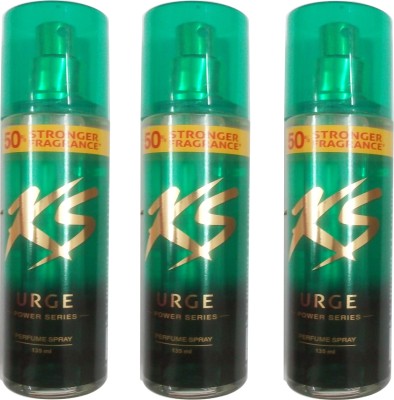 KS 3 Urge Power Series Deodorant Spray (135ml) Body Spray  -  For Men & Women(135 ml, Pack of 3)