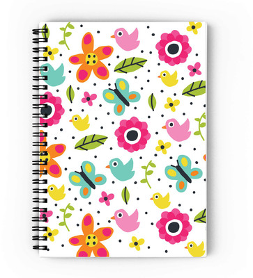 epheriwala Pink Floral Pattern A5 Diary Unruled 160 Pages(Yellow)