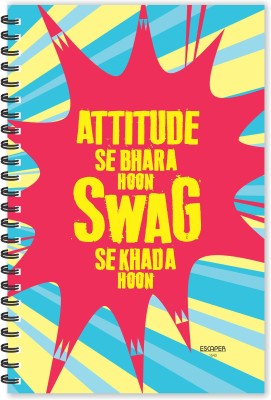 ESCAPER Attitude se Bhara hoon Swag se Khada hoon Hindi Quotes Diary (Ruled - A5 Size - 8.5 x 5.5 inches), Slogan Diary, Quotes on Diary A5 Diary Ruled 160 Pages(Multicolor)