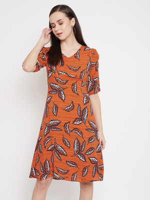 CRIMSOUNE CLUB Women A-line Orange Knee Length Dress