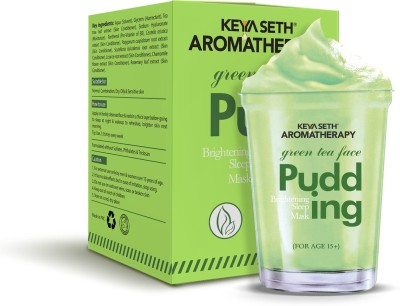 KEYA SETH AROMATHERAPY Green Tea Face Pudding Brightening Sleeping Mask for Soft Smooth Glowing & Healthy Skin Enriched with Hyaluronic Acid, Rosemary, & Chamomile Extract(100 g)