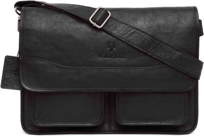 WILDHORN Men Black Messenger Bag