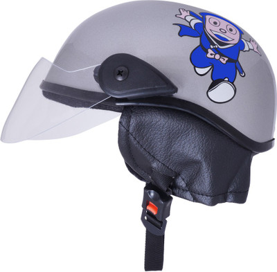 Sage Square Adjustable Ninja New Hatorri Kids Baby Open Helmet for Safety & Comfort (3-12 Yrs) Motorbike Helmet(Grey)