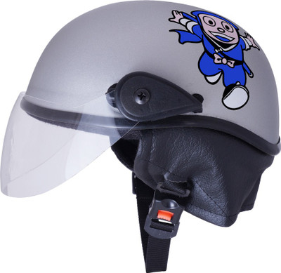 Sage Square Adjustable Ninja New Hatorri Kids Baby Open Helmet for Safety & Comfort (3-12 Yrs) Motorbike Helmet(Silver, blue)