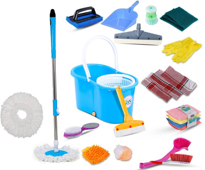 JSN House hold using cleaning bucket mop set combo Magic Spin Classic Floor Cleaner Bucket Mop Combo With 2 Mop Refill, Cleaning Brush, Scrub Pad, Cleaning Cloth, Glove, Kitchen Wiper, Floor Wiper, Dustpan, Mop Set JSN House hold using cleaning bucket mop set combo Magic Spin Classic Floor Cleaner Bucket Mop Combo With 2 Mop Refill, Cleaning Brush, Scrub Pad, Cleaning Cloth, Glove, Kitchen Wiper, Floor Wiper, Dustpan, Mop Set