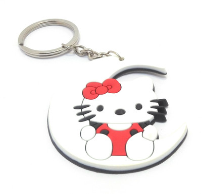 Key Era Kitty Seating In Moon Rubber Keyring Key Chain