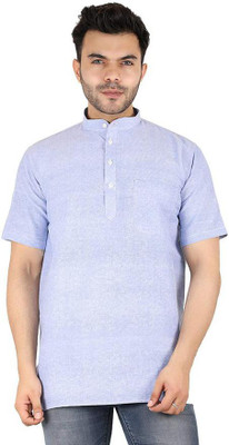 Latest Plus Men Solid Straight Kurta(Blue)