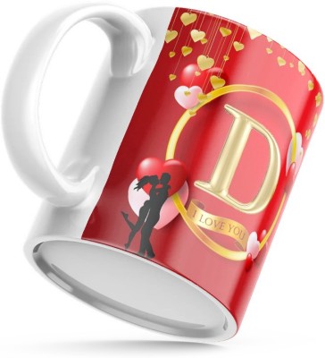 bhumiyaan Letter D Alphabet Best Gift for Friends Who's Name Start with D , Special Birthday Gift for Girlfriend ,Boyfriend with Glossy Finish with Vibrant Print Ceramic Coffee (11oz) 330ml Ceramic Coffee Mug(330 ml)