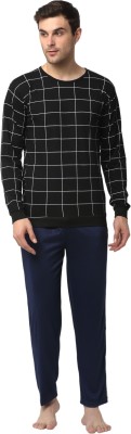 VIMAL JONNEY Men Checkered Black Top & Pyjama Set