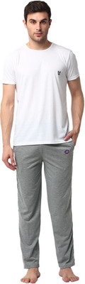 MACK JONNEY Men Solid White, Silver Top & Pyjama Set