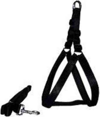 Hanu Dog Harness & Leash(Medium, black)