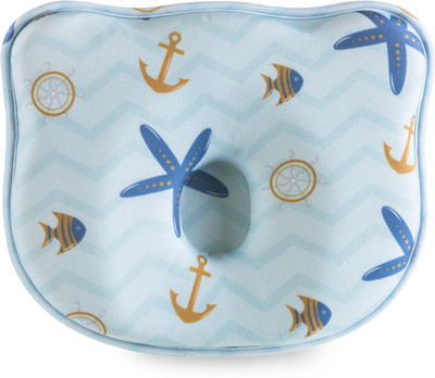 The White Willow Infant Head Shaping Memory Foam Abstract Baby Pillow Pack of 1(Blue)