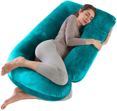 Daddy Cool Luxurious Modern Shape Microfibre Solid Pregnancy Pillow Pack of 1(Sea Green)
