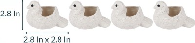 Lyallpur Stores Ceramic Decorative Indoor Outdoor Plant Container Set Bird Design White Colour Pack Of 4 Plant Container Set(Pack of 4, Ceramic)