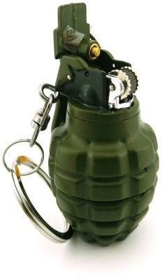 Gabbar Refillable Premium Strong Mini Hand Grenade Shaped Lighter with Keyring Pocket Lighter (Army Green) Pocket Lighter(Green)