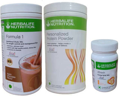 HERBALIFE F1 Chocolate + PP 400 Gm + AFRESH Peach FOR Weight Loss Plant-Based Protein(950 g, Chocolate)