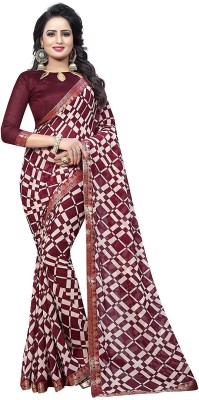 RUKHA FAB Printed Daily Wear Georgette, Chiffon Saree(Maroon)