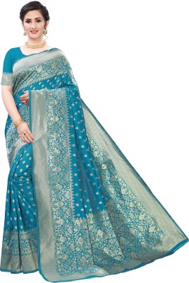 Voomannia Self Design, Woven Banarasi Jacquard, Art Silk Saree(Light Blue)