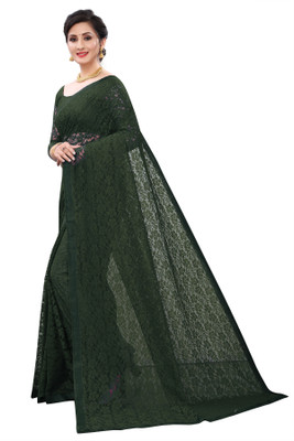 SAREEYA16 Self Design Bollywood Net, Jacquard Saree(Green)