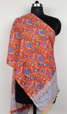 manmangur Floral Print Cotton Blend Women Scarf