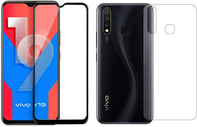 ELEF Front and Back Tempered Glass for Vivo Y19 Front 11D Black Border Tempered and Back Flexible 0.3mm Trink(Pack of 2)