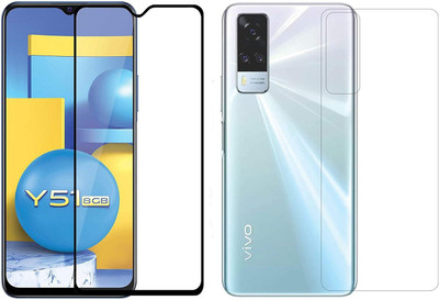 ELEF Front and Back Tempered Glass for Vivo Y51 Front 11D Black Border Tempered and Back Flexible 0.3mm Trink(Pack of 2)