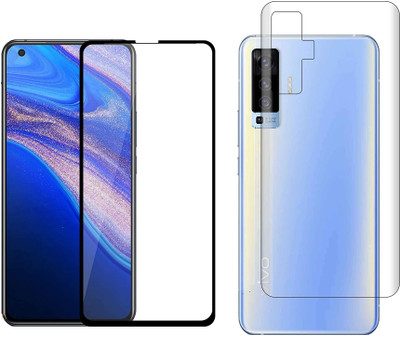 ELEF Front and Back Tempered Glass for Vivo X50 Front 11D Black Border Tempered and Back Flexible 0.3mm Trink(Pack of 2)