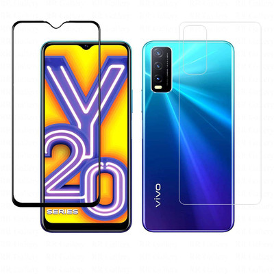 ELEF Front and Back Tempered Glass for Vivo Y20 Front 11D Black Border Tempered and Back Flexible 0.3mm Trink(Pack of 2)