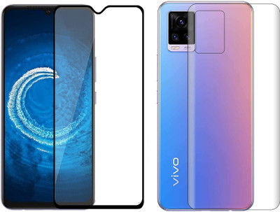 ELEF Front and Back Tempered Glass for Vivo V20 Front 11D Black Border Tempered and Back Flexible 0.3mm Trink(Pack of 2)