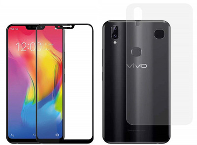 ELEF Front and Back Tempered Glass for Vivo Y83 Pro Front 11D Black Border Tempered and Back Flexible 0.3mm Trink(Pack of 2)