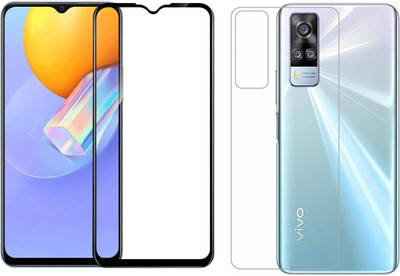 ELEF Front and Back Tempered Glass for Vivo Y31 Front 11D Black Border Tempered and Back Flexible 0.3mm Trink(Pack of 2)