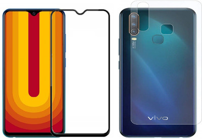 ELEF Front and Back Tempered Glass for Vivo U10 Front 11D Black Border Tempered and Back Flexible 0.3mm Trink(Pack of 2)