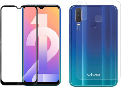 ELEF Front and Back Tempered Glass for Vivo Y12 Front 11D Black Border Tempered and Back Flexible 0.3mm Trink(Pack of 2)